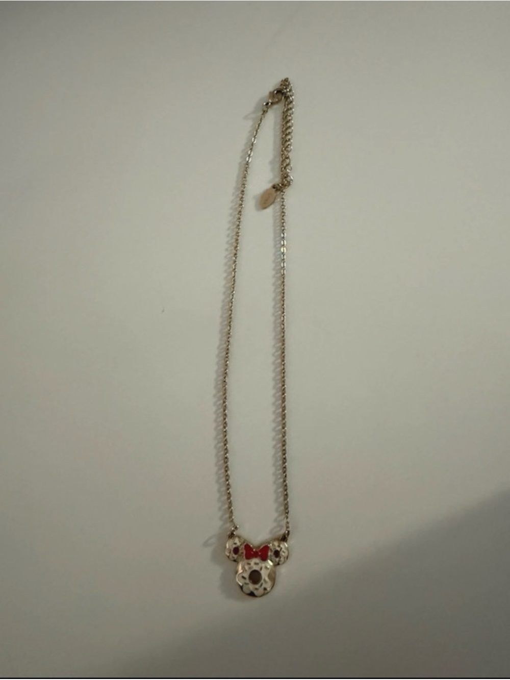 gold-tone Minnie Mouse Pendant Necklace with Red Bow